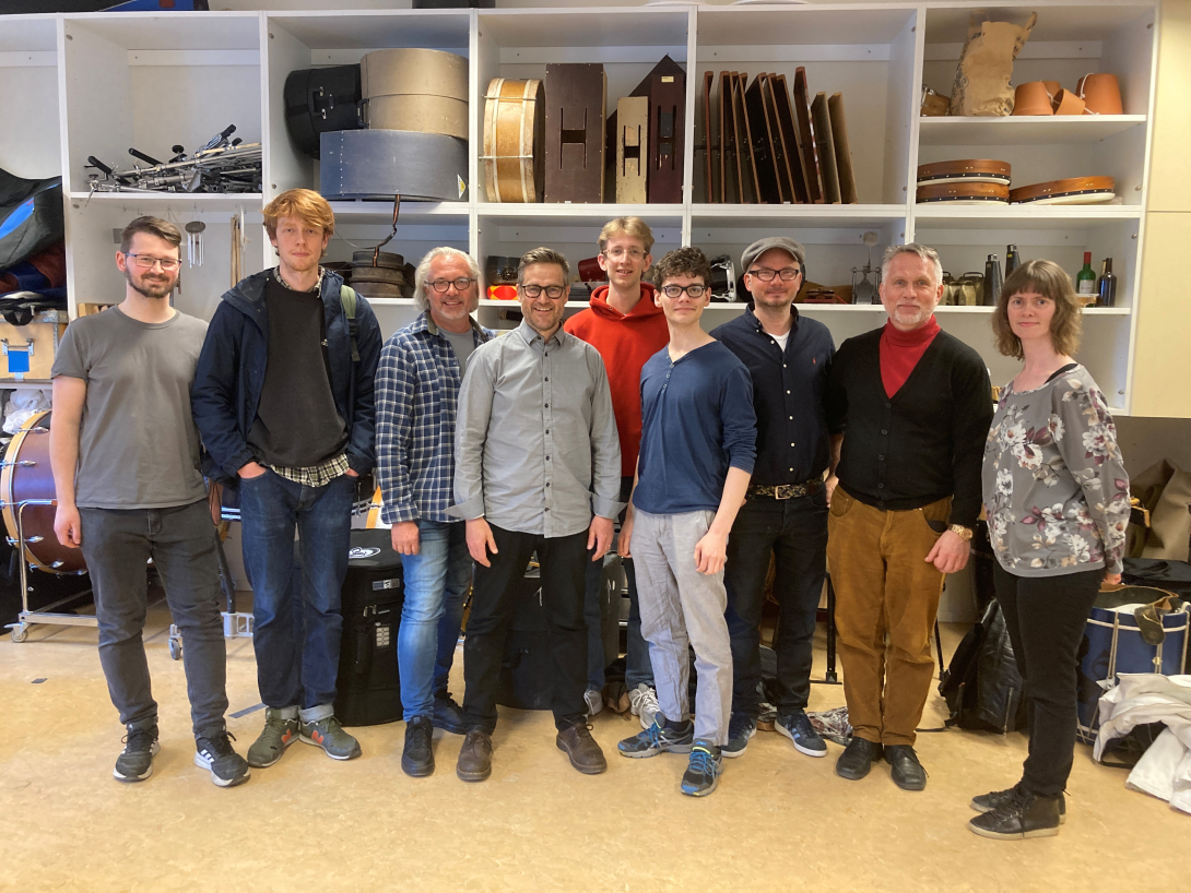 Rolf Landberg med studenter, Kjell- Tore, Birger Mistereggen og Gro Marie Svidal